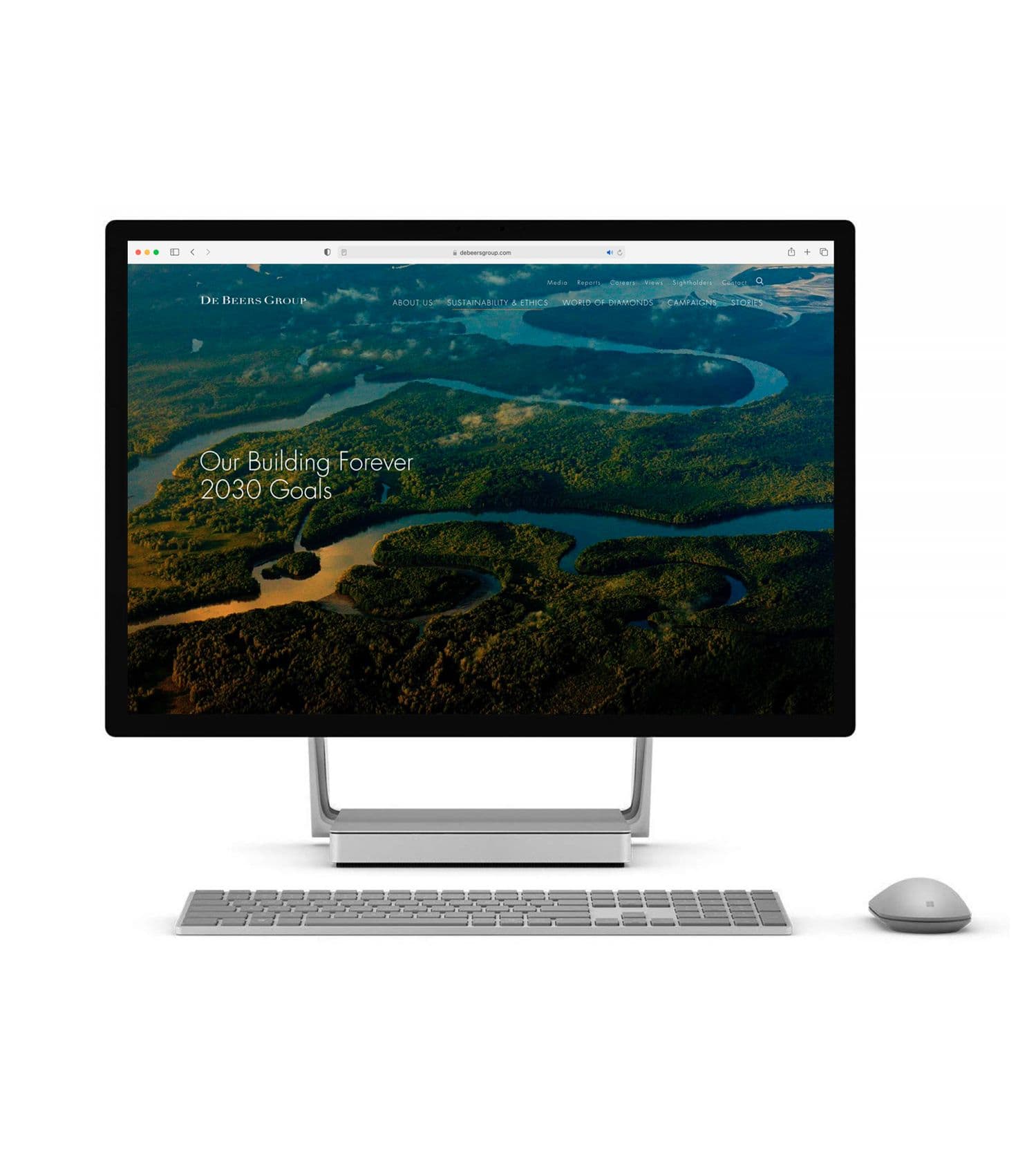 A De Beers Group website displayed on a desktop