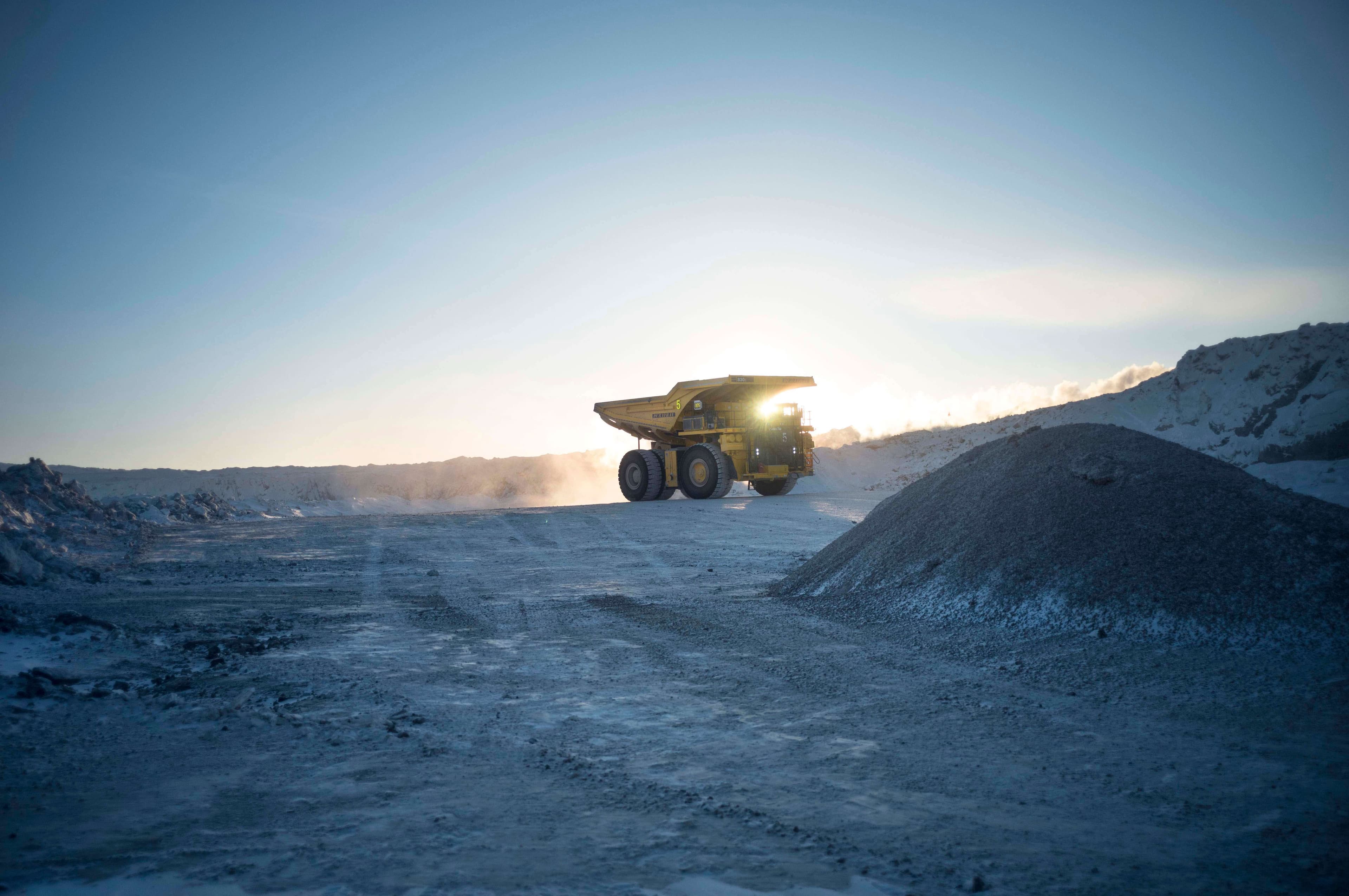 Mining Lorry driving through a quarry